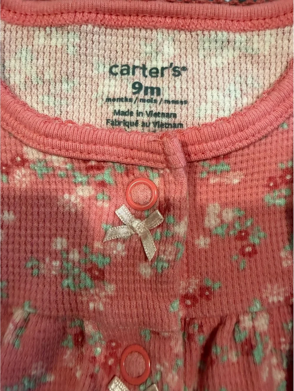 Carter's Girl 3-Pack Footed Sleepers Pajamas 9 Months Floral &Hot Air Balloon